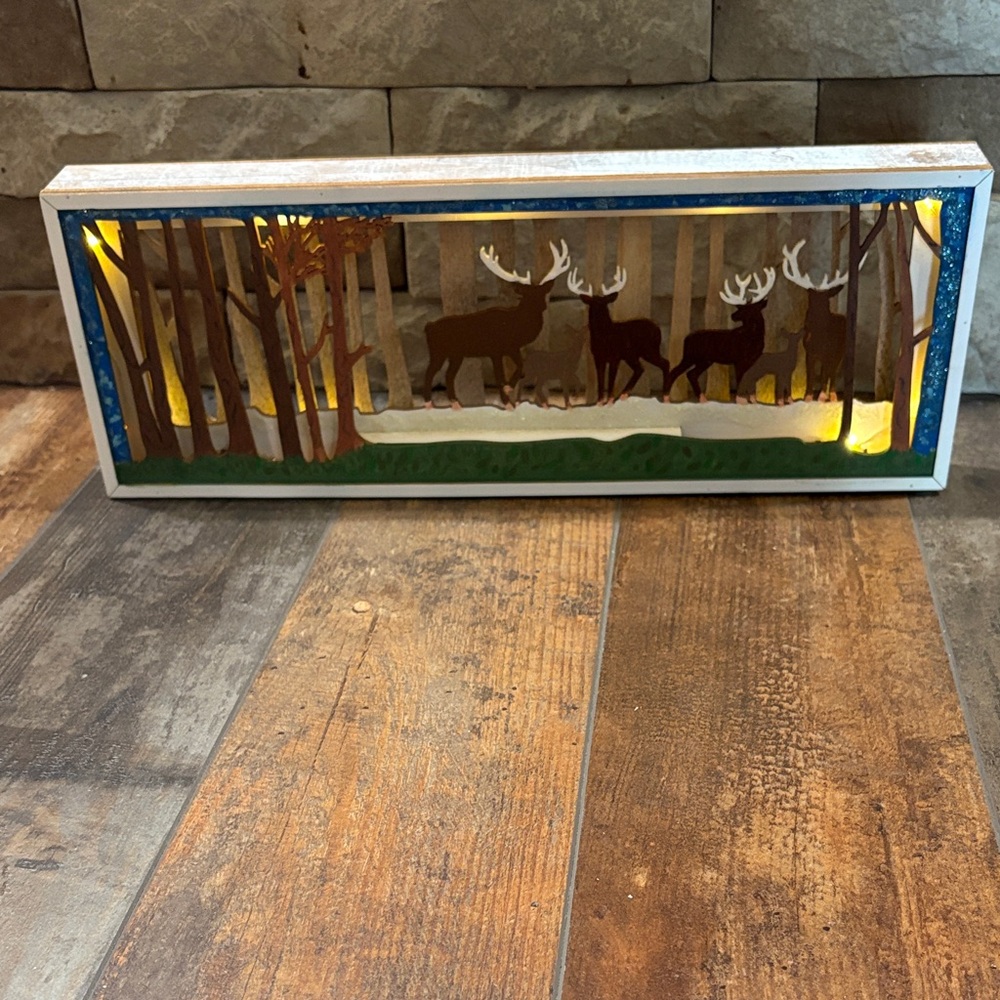 Woodland Deer Shadow Box with Lights